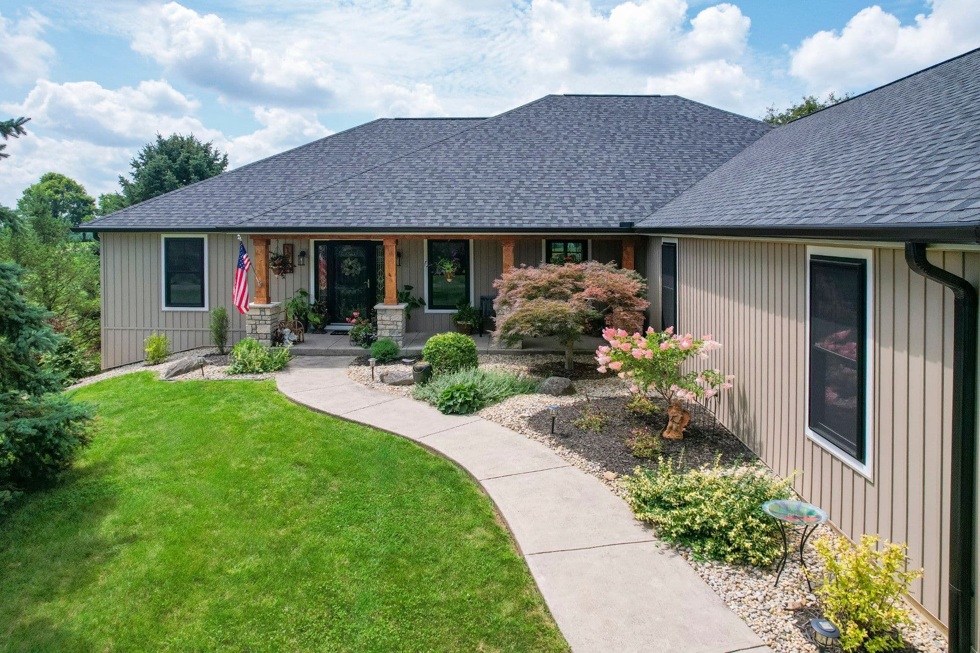 Endure double hung textured matte coal black windows