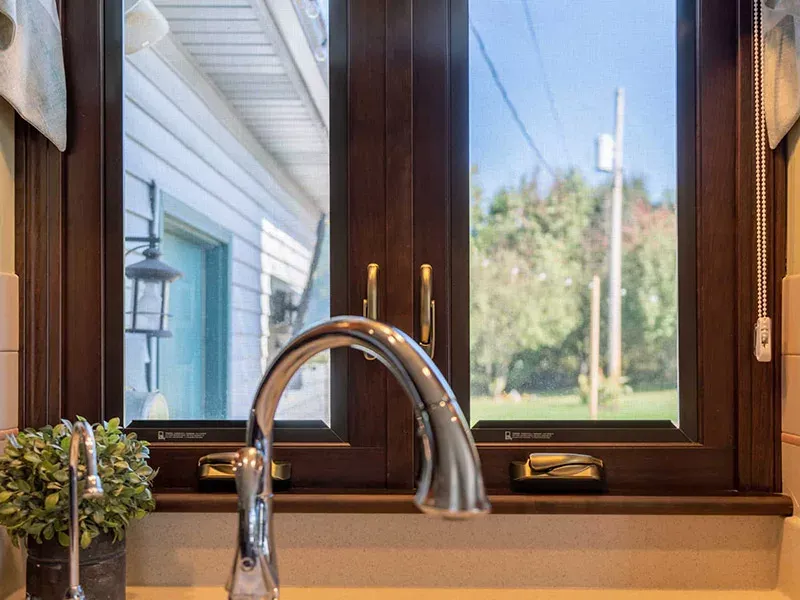 Wood window in kitchen
